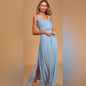 Lulu’s Lost in Paradise Slate Blue Maxi Dress